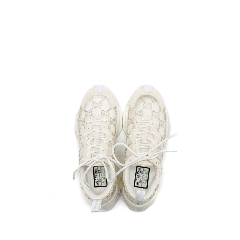 Gucci Size 36.5 Gucci Run Sneakers GG Crystal Mesh White