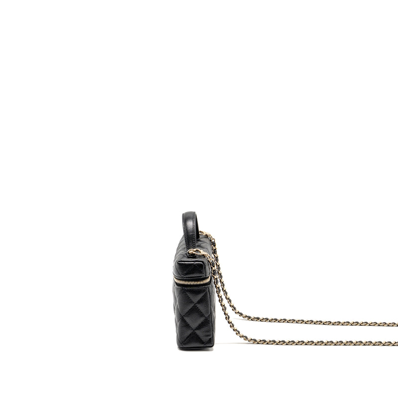 CHANEL 25P CC Top Handle Vanity Bag Caviar Black LGHW (Microchip)