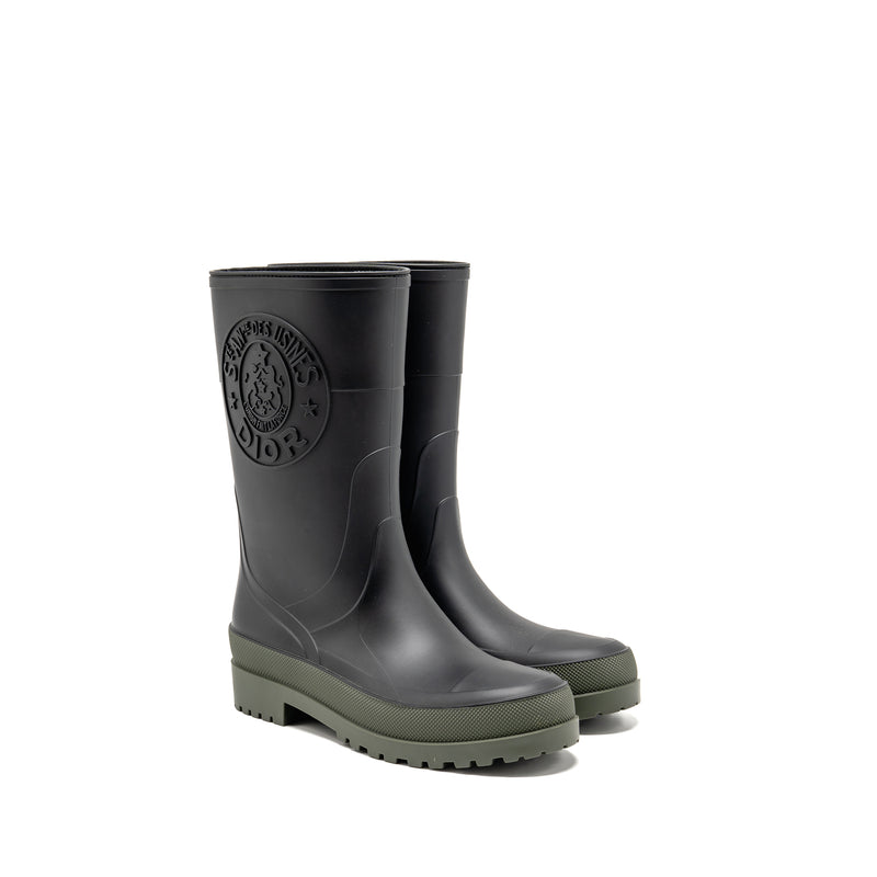 Dior Size 39 Diorunion Rain Boot Rubber Black/Dark Green