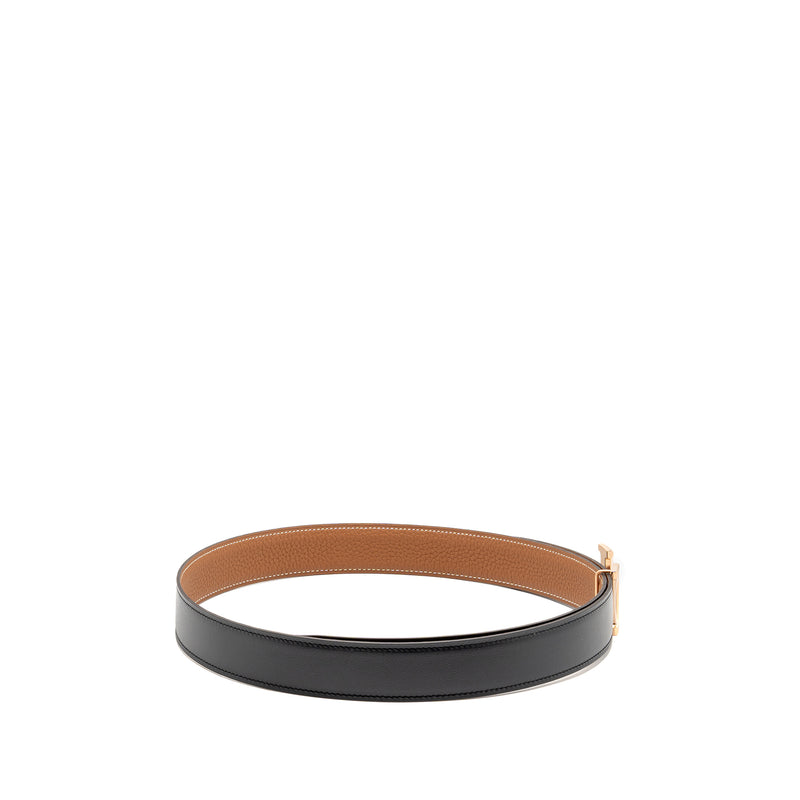 Hermes size 100 constance 32mm reversible belt box/clemence black/gold RGHW stamp K