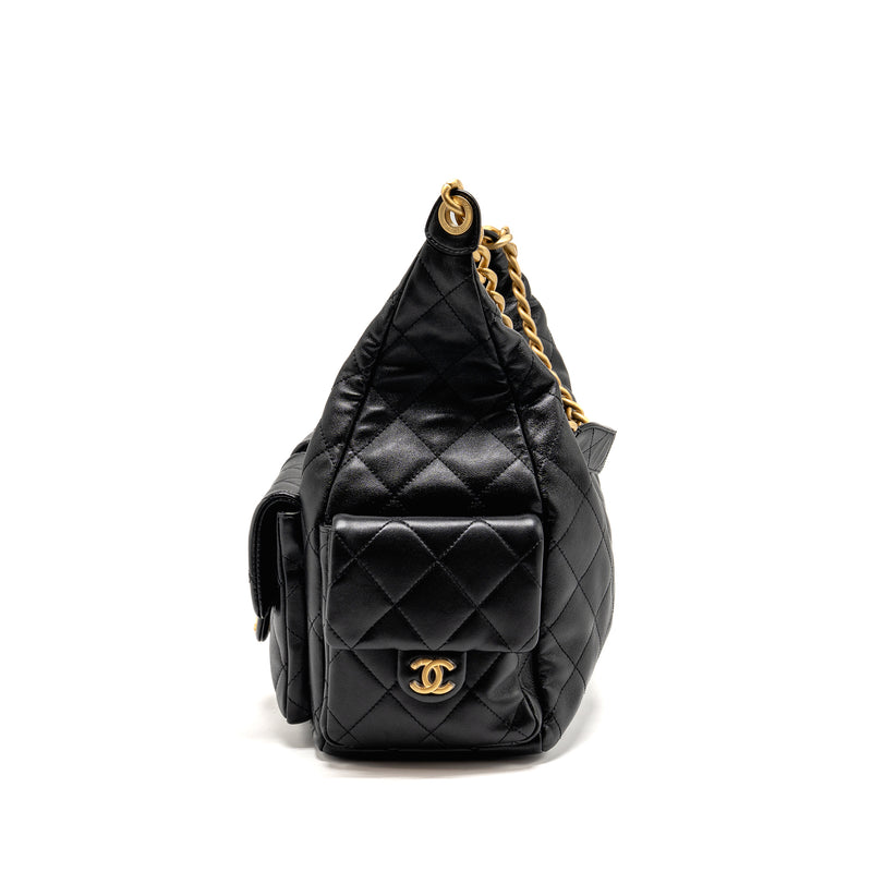 Chanel 25C Maxi Hobo Bag Lambskin Black GHW (Microchip)