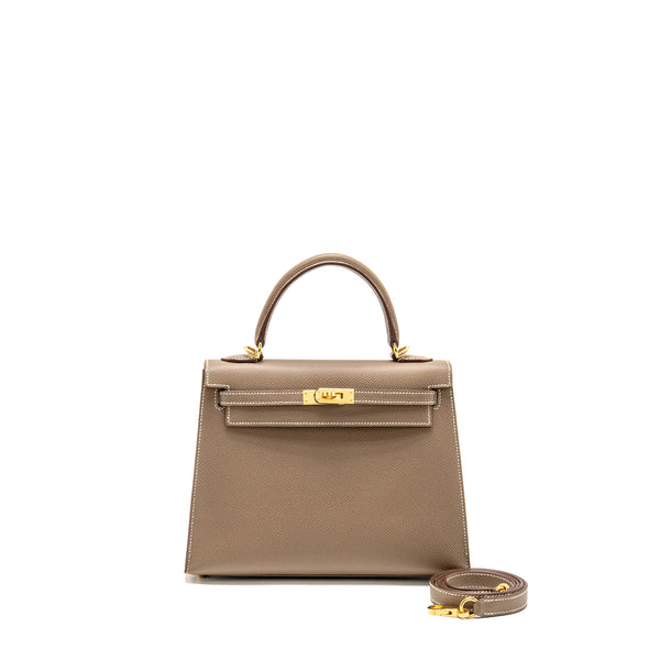 Hermes Kelly 25 Epsom Etoupe GHW Stamp W