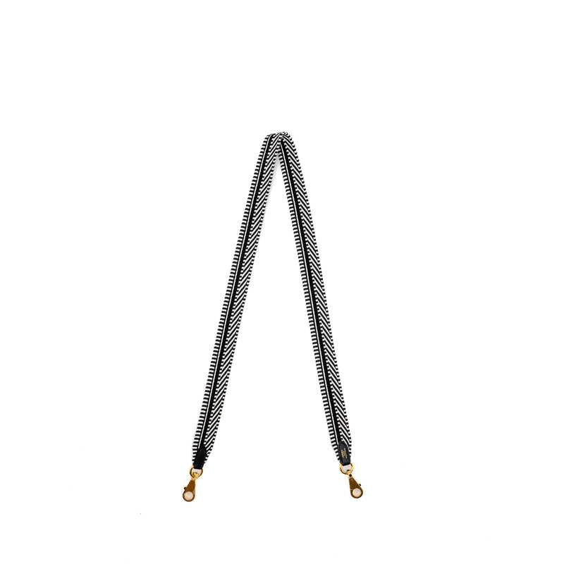 Hermes 85cm Shoulder Strap Canvas/Swift Black/White Stamp W