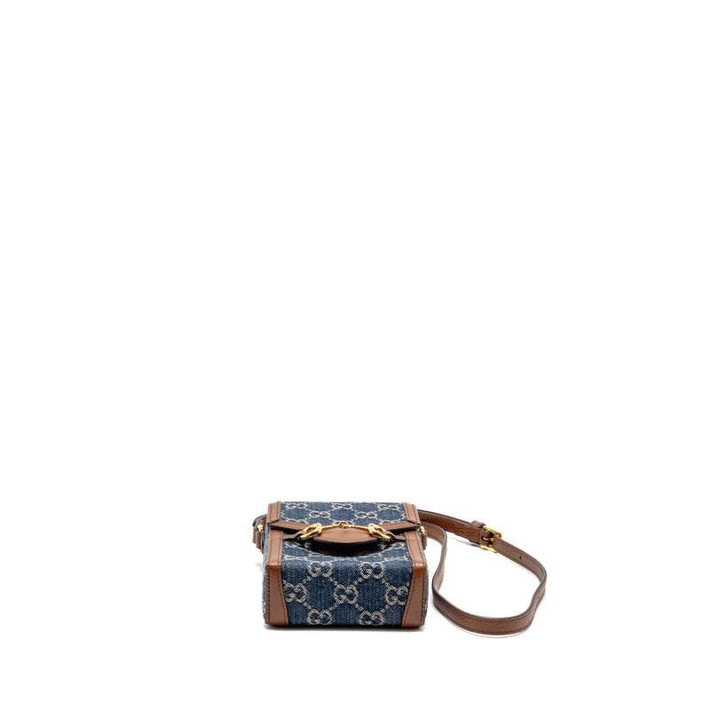 Gucci Horsebit 1955 Mini Bag Denim/Calfskin Blue/Brown GHW