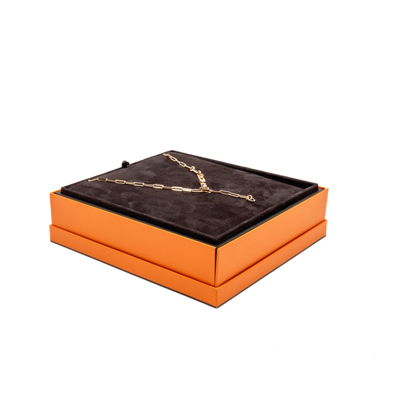 Hermes Size ST Kelly Chaine Lariat Necklace, Small Model, Rose Gold, Diamonds