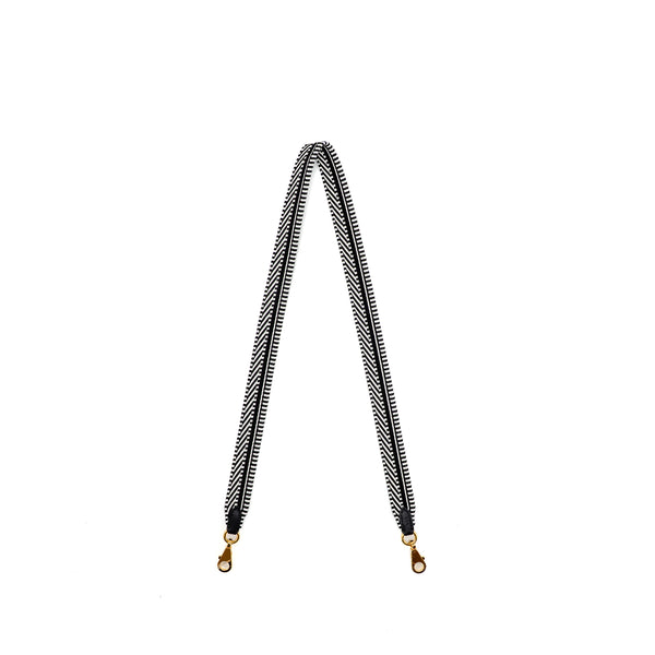 Hermes 85cm Shoulder Strap Canvas/Swift Black/White Stamp W