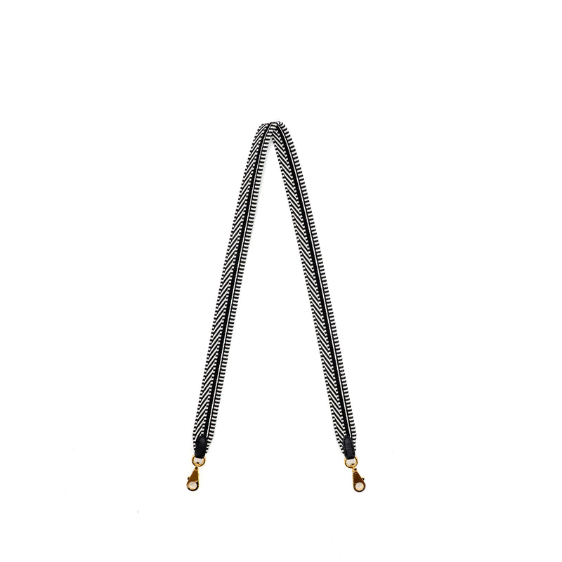 Hermes 85cm Shoulder Strap Canvas/Swift Black/White Stamp W