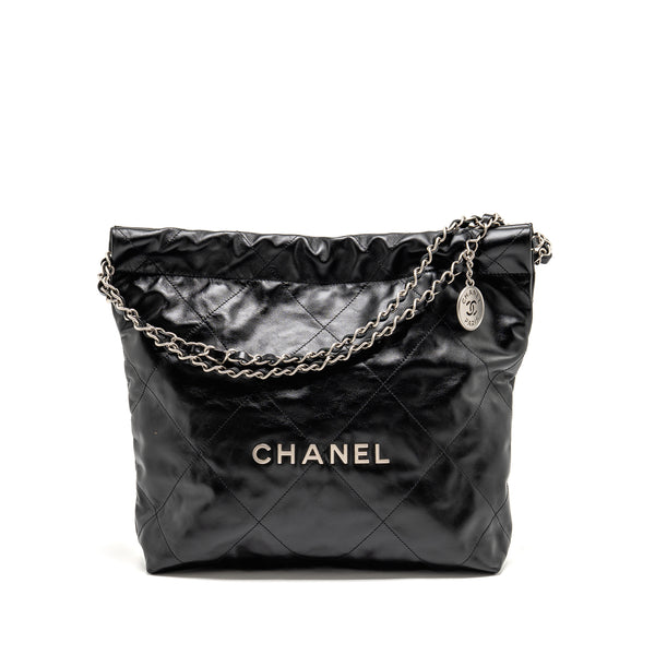 Chanel Small 22 Shiny Calfskin Black SHW (Microchip)