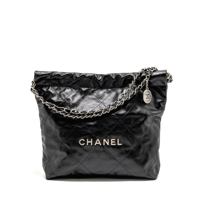 Chanel Small 22 Shiny Calfskin Black SHW (Microchip)
