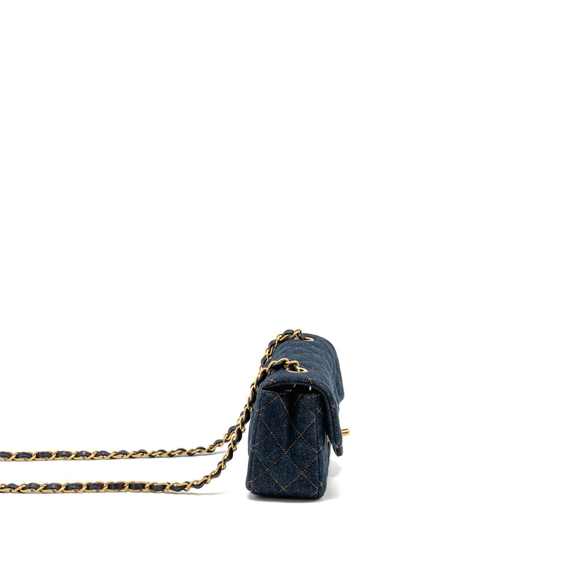 Chanel Mini Rectangular Flap Bag Denim Dark Blue GHW (Microchip)
