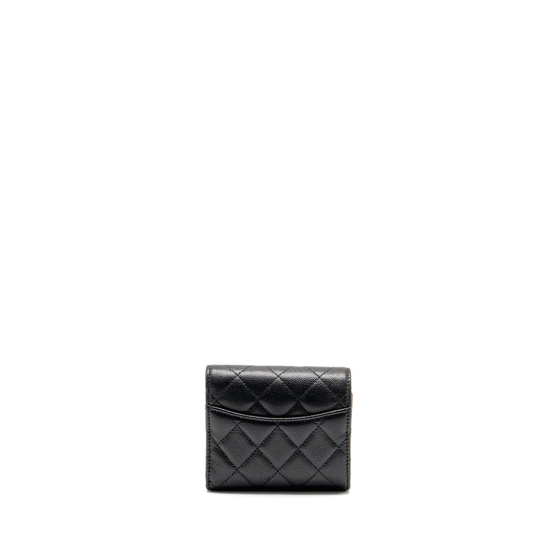 Chanel Compact Wallet Caviar Black LGHW (microchip)