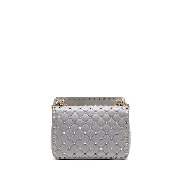 Valentino Medium Rockstud Spike Bag Lambskin Nappa Light Grey LGHW