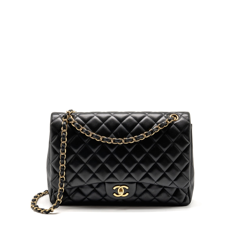 Chanel Maxi Single Flap Bag Lambskin Black GHW