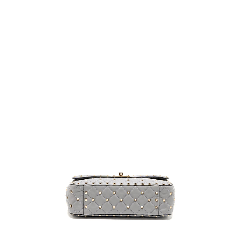Valentino Medium Rockstud Spike Bag Lambskin Nappa Light Grey LGHW