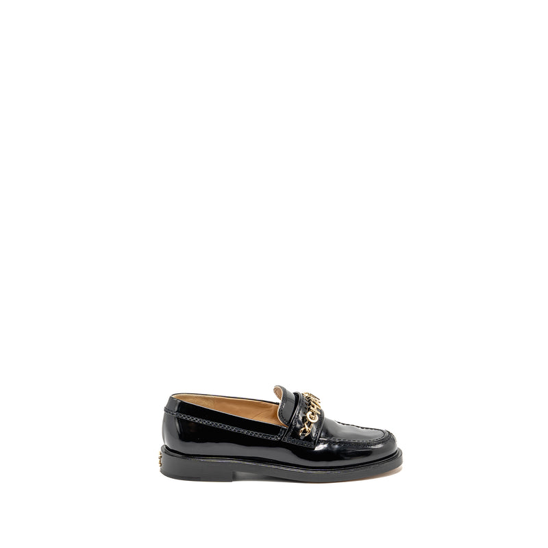 Chanel Size 35 Letter Loafer Shiny Calfskin Black LGHW