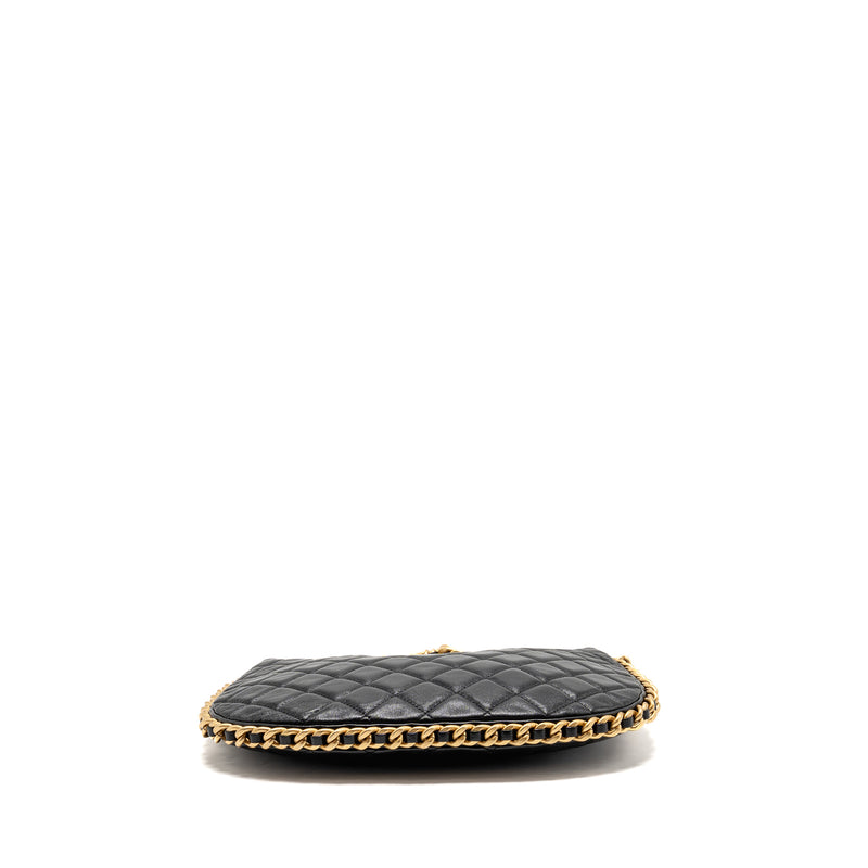 Chanel Large Quilted Hobo Bag Shiny Crumpled Lambskin Black GHW (Microchip)
