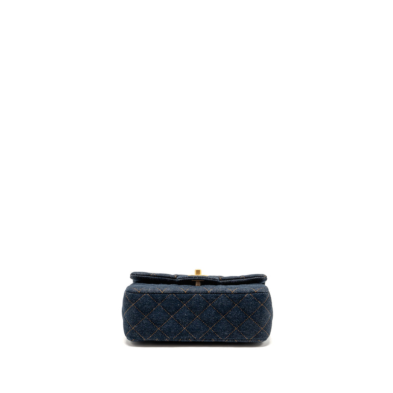 Chanel Mini Rectangular Flap Bag Denim Dark Blue GHW (Microchip)