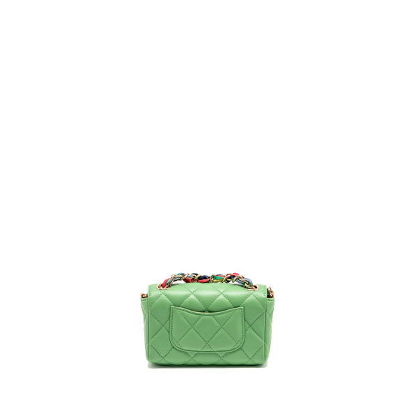 Chanel Mini Scarf Entwined Chain Flap Bag Lambskin Green/Multicolour LGHW