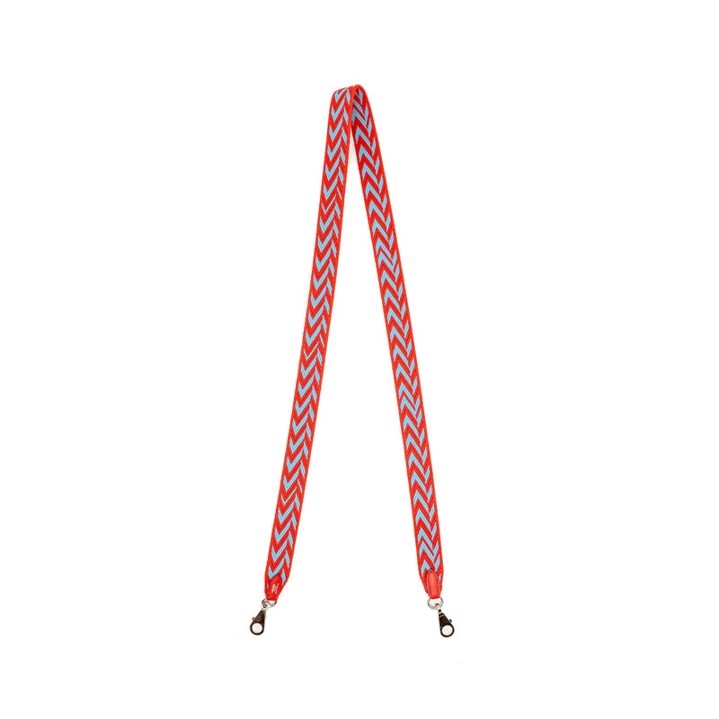 Hermes 105cm Shoulder Strap Canvas / Swift Rouge/Blue SHW Stamp D