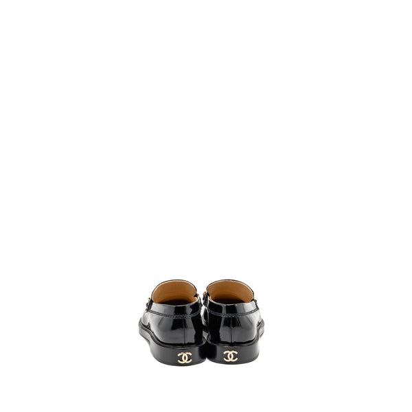 Chanel Size 35 Letter Loafer Shiny Calfskin Black LGHW