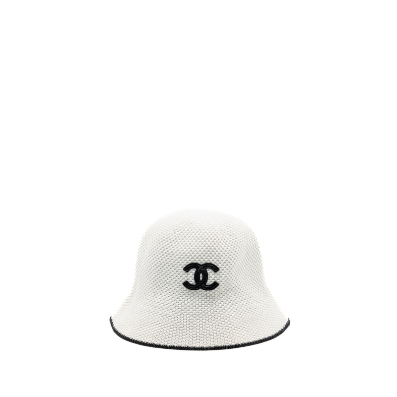 CHANEL White and Black Branded Bucket Hat Chanel Black White Bucket Hat – Consign of the Times ™ main image 4
