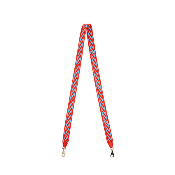 Hermes 105cm Shoulder Strap Canvas / Swift Rouge/Blue SHW Stamp D