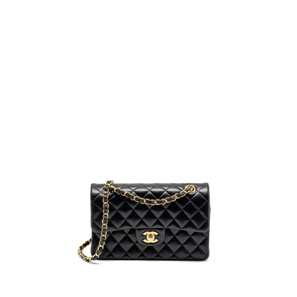 Chanel small Classic Double Flap Bag Lambskin Black GHW
