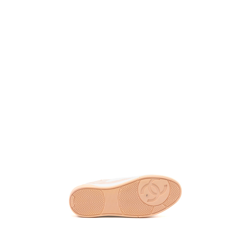 Chanel Size 37.5 CC Logo Sneakers Cotton Light Pink/White