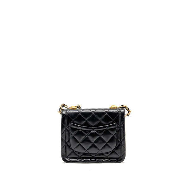 Chanel Quilted square flap bag lambskin black GHW