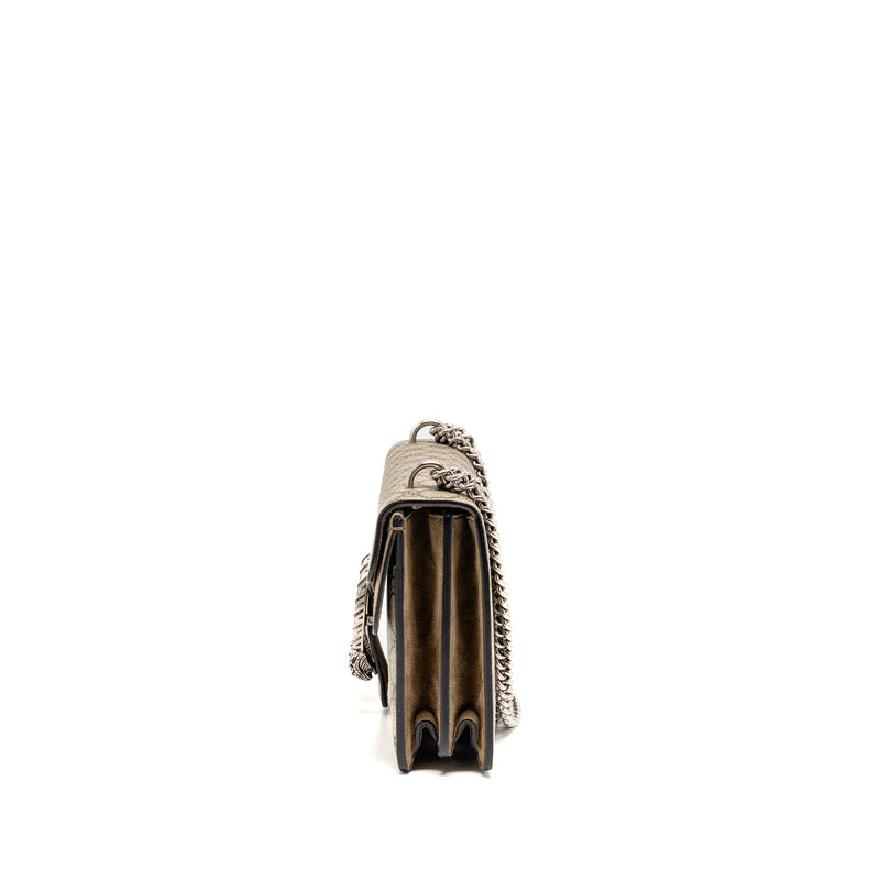 GUCCI Small Dionysus Shoulder Bag GG Supreme Canvas/ Suede Brown SHW
