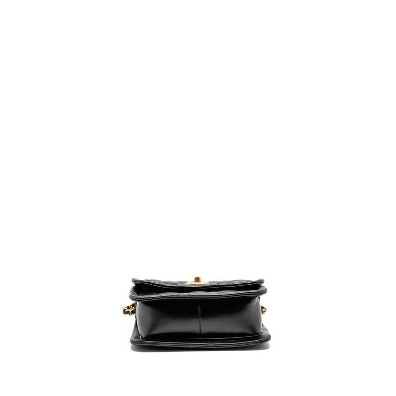 Chanel Quilted square flap bag lambskin black GHW
