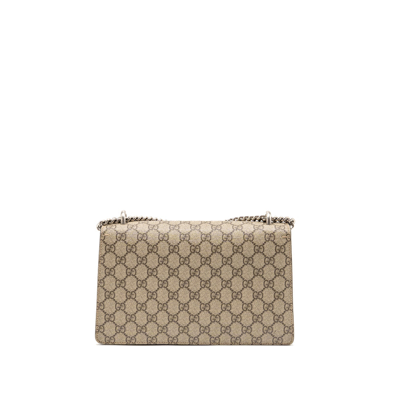 GUCCI Small Dionysus Shoulder Bag GG Supreme Canvas/ Suede Brown SHW