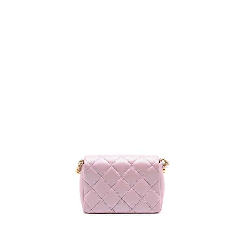 Chanel 21K My Perfect Mini Flap Bag Caviar Iridescent Pink GHW (Microchip)