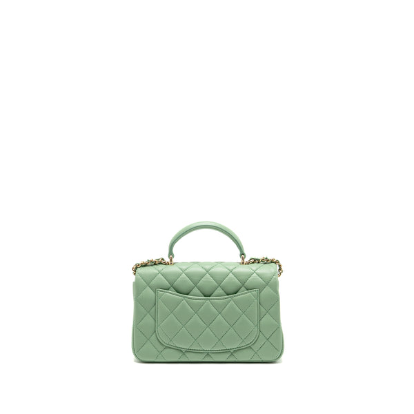 Chanel 23P Top Handle Mini Rectangular Lambskin Light Green LGHW (Microchip)