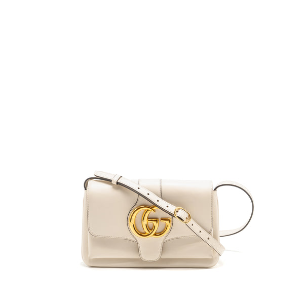 Gucci Small Arli Flap Bag Calfskin White GHW