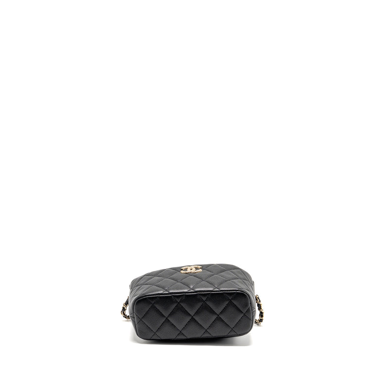 Chanel 25c Detail CC Logo Quilted Hobo Bag caviar black LGHW (microchip)