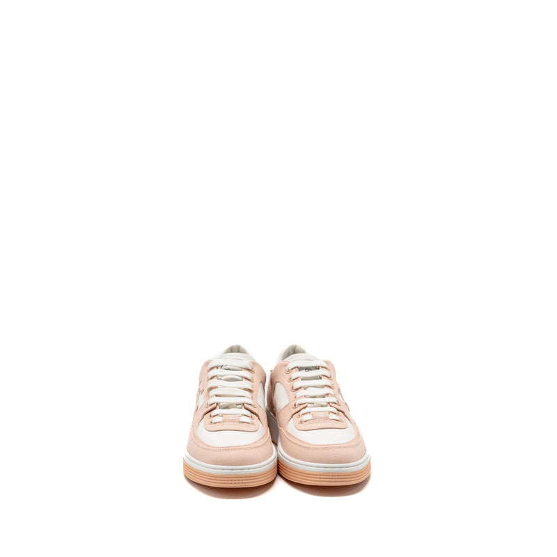 Chanel Size 37.5 CC Logo Sneakers Cotton Light Pink/White