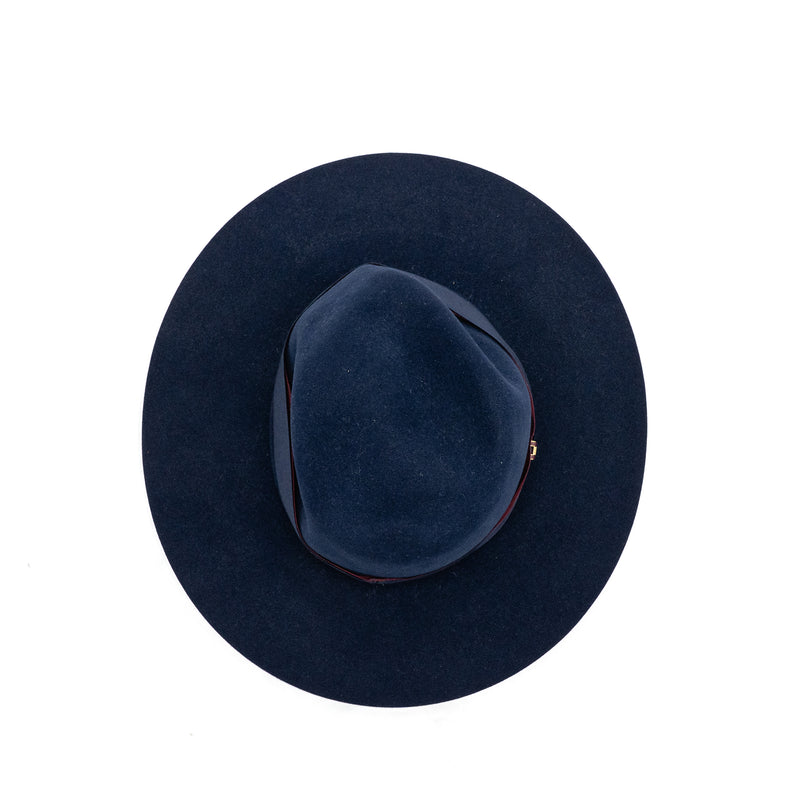 Hermes Size 56 Farrah Pop H Hat Rabbit Felt Blue/Red GHW