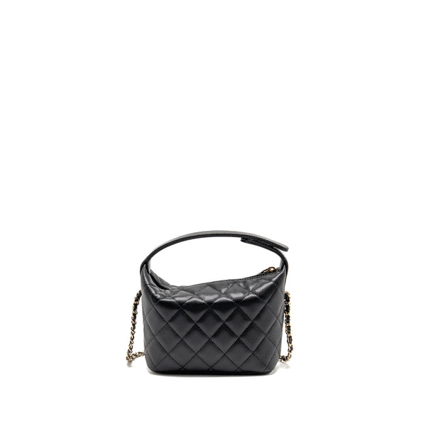 Chanel 25c Detail CC Logo Quilted Hobo Bag caviar black LGHW (microchip)