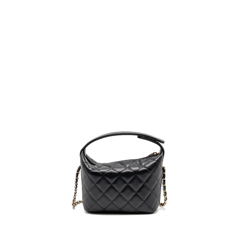 Chanel 25c Detail CC Logo Quilted Hobo Bag caviar black LGHW (microchip)