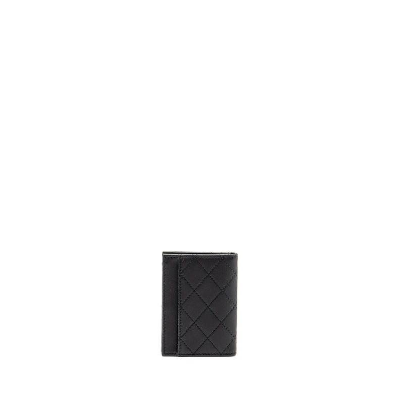 Chanel Quilted CC Card Holder Calfskin Black with Black Hardware (Microchip)