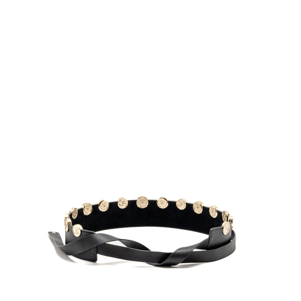 Chanel 22p Round Metal CC Logo Belt Lambskin Black GHW