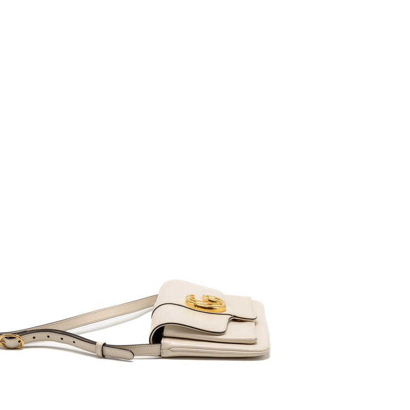 Gucci Small Arli Flap Bag Calfskin White GHW