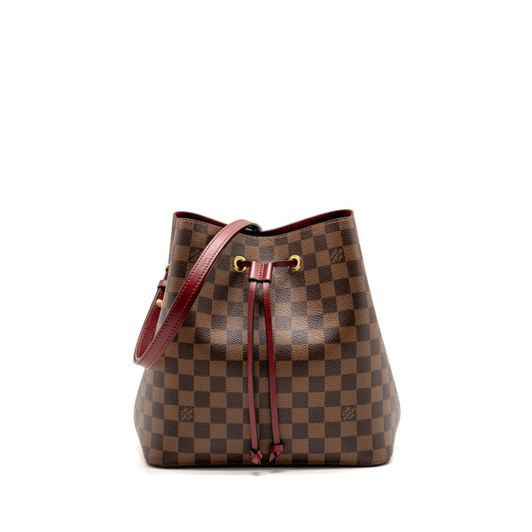 Louis Vuitton Neo Noe Damier Ebene Canvas Brown / Berry GHW