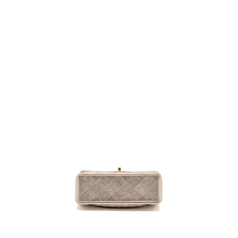 Chanel Mini Rectangular Flap Bag Perforated Metallic Lambskin Light Gold LGHW
