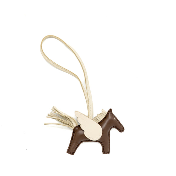 Hermes Rodeo Pegase PM Bag Charm Chocolate/Craie Stamp W