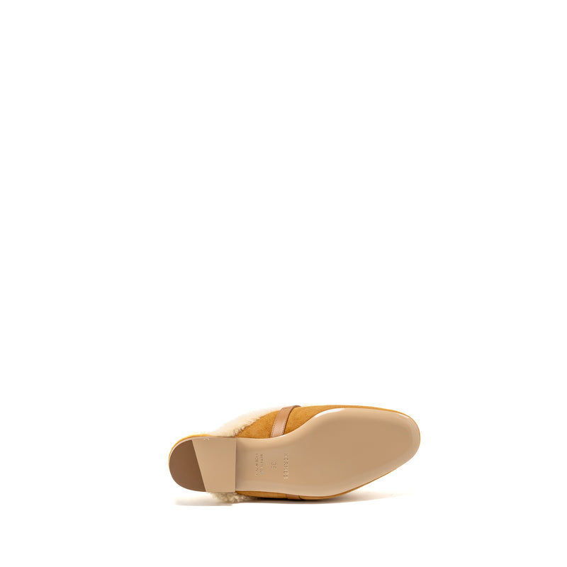 Hermes Size 36 OZ Mule Suede Goatskin Shearling Naturel SHW