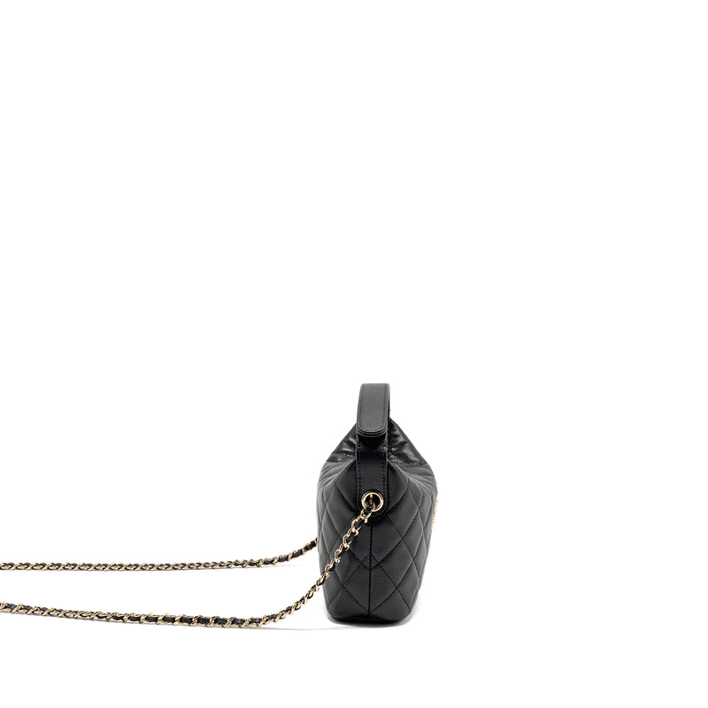 Chanel 25c Detail CC Logo Quilted Hobo Bag caviar black LGHW (microchip)