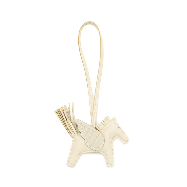 Hermes Rodeo Pegase PM Bag Charm Touch Alligator Craie/Nata/Beton Stamp W