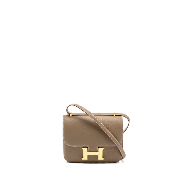 Hermes Mini Constance Chèvre Mysore Etoupe GHW Stamp K